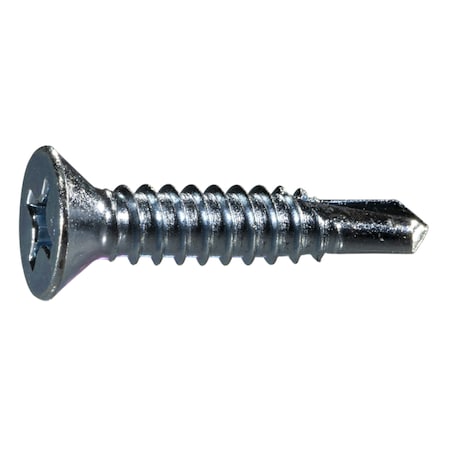 Midwest Fastener Self-Drilling Screw, #14 x 1-1/4 in, Zinc Plated Steel Flat Head Phillips Drive, 100 PK 55240